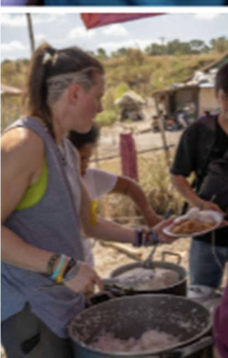 Serving food to community members